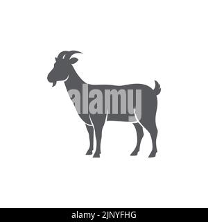 Ziege Seitenansicht Silhouette. Bauernhof Ziege Tier Logo-Design. Vektorgrafik Stock Vektor