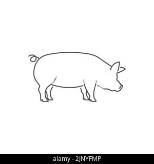 Symbolvektor für Schweinepickogramm. Vektor lineare Illustration von Schwein Silhouette. Schweinefleisch Vektor-Symbol. Vektor-Illustration. Schweinelinie Kunst Stock Vektor