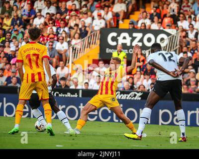 Valencia, Spanien. 14. August 2022. La Liga Spanisches Fußballspiel La Liga Valencia vs Girona im Mestalla Stadion, Valencia 14 August, 2022 900/Cordon Pressequelle: CORDON PRESS/Alamy Live News Stockfoto