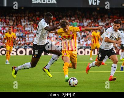 Valencia, Spanien. 14. August 2022. La Liga Spanisches Fußballspiel La Liga Valencia vs Girona im Mestalla Stadion, Valencia 14 August, 2022 900/Cordon Pressequelle: CORDON PRESS/Alamy Live News Stockfoto