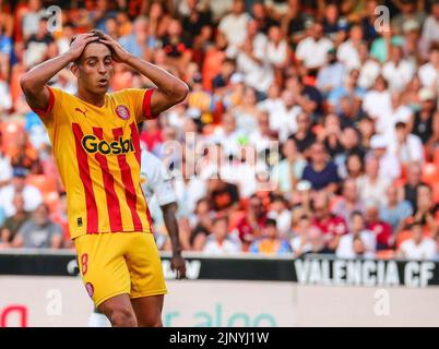 Valencia, Spanien. 14. August 2022. La Liga Spanisches Fußballspiel La Liga Valencia vs Girona im Mestalla Stadion, Valencia 14 August, 2022 900/Cordon Pressequelle: CORDON PRESS/Alamy Live News Stockfoto