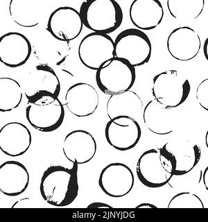 Kreatives schwarzes, rundes Muster. Abstrakte geometrische Komposition aus Ringen Stock Vektor