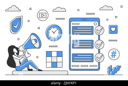 Tägliche Arbeit. Routineplanung, effektive Zeitmanagement-Vektor-monokolor-Illustration Stock Vektor