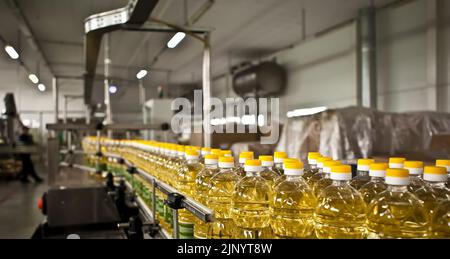 Fabrik für die Herstellung von Speiseölen. Flacher DOFF. Ukraine Stockfoto