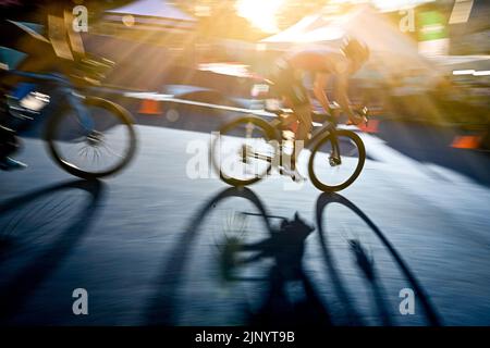 München, Deutschland. 14. August 2022. Illustration aufgenommen während der Mixed-Relay-Triathlon-Europameisterschaft München 2022, in München, Deutschland, am Sonntag, 14. August 2022. Die zweite Auflage der Europameisterschaften findet vom 11. Bis 22. August statt und umfasst neun Sportarten. BELGA FOTO ERIC LALMAND Kredit: Belga Nachrichtenagentur/Alamy Live News Stockfoto