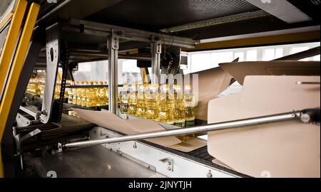 Fabrik für die Herstellung von Speiseölen. Flacher DOFF. Ukraine Stockfoto