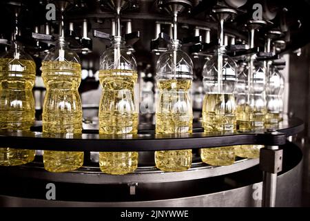 Fabrik für die Herstellung von Speiseölen. Flacher DOFF. Ukraine Stockfoto