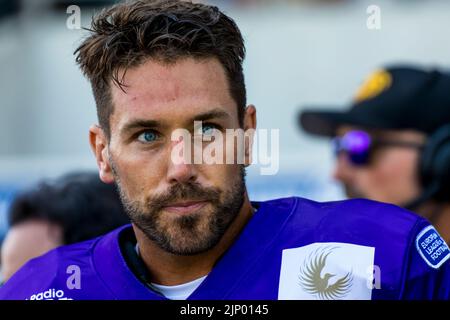 Frankfurt, Deutschland. 14. August 2022. European League of Football: Vienna Vikings bei der Frankfurt Galaxy. WR # 17 Reece Horn / Frankfurt Galaxy Credit: Frank Baumert/Alamy Live News Stockfoto