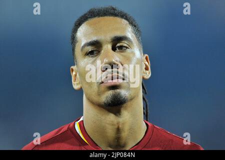 Salerno, Italien. 14. August 2022. Chris Smalling Spieler von Roma, während des Spiels der italienischen Serie A Liga zwischen Salernitana gegen Roma Endergebnis, Salernitana 0, Roma 1, Spiel im Arechi Stadion gespielt. Salerno, Italien, 14. August 2022. (Foto von Vincenzo Izzo/Sipa USA) Quelle: SIPA USA/Alamy Live News Stockfoto