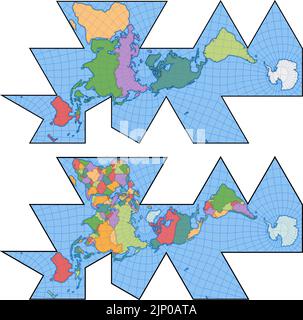 Dymaxion World Karte voller Projektion Stock Vektor