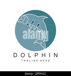 Dolphin Logo Vektor Icon Design, Meerestiere Fischarten Säugetiere, Liebe zu fliegen und zu springen Stock Vektor