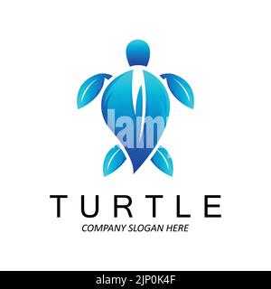 Seeschildkröte Logo Design Geschützte Amphibian Marine Animal Icon Illustration, Vektor Marke Corporate Identity Stock Vektor