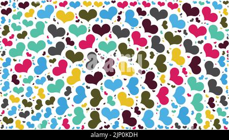 Bunte Herzen Muster Vektor Hintergrund Stock Vektor