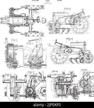 1935 Vintage Traktor Patent Art Stock Vektor