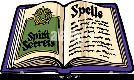 Cartoon Spell Book für Hexen und Zauberer Stock Vektor