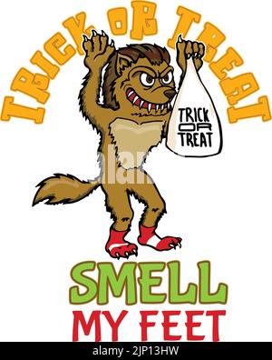 Lustige Cartoon Werwolf - riechen meine Füße Stock Vektor