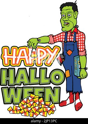 Lustige Cartoon frankenstein fallen cany Hühneraugen Stock Vektor