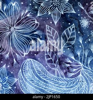 Abstrakt florale Textur Hintergrund. Gemalte Aquarell Grunge Kunstwerk. Moderne künstlerische Arbeit. Stockfoto
