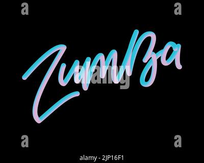 Zumba Dance Studio Text. Kalligraphie Wort Banner Design. Aerobe Fitness. Vektor-Handschriftzug Illustration auf weißem Hintergrund. Stock Vektor