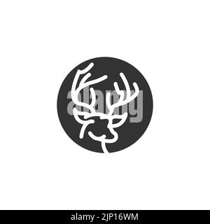 Deer Logo Design Inspiration. Deer Kopf, Deer Monoline Logo Design Vektor Vorlage.EPS 10 Stock Vektor