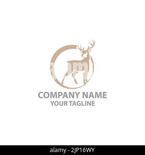 Deer Logo Design Inspiration. Deer Kopf, Deer Monoline Logo Design Vektor Vorlage.EPS 10 Stock Vektor