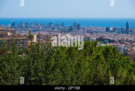 Panoramablick auf die Stadt Barcelona, Spanien Stockfoto