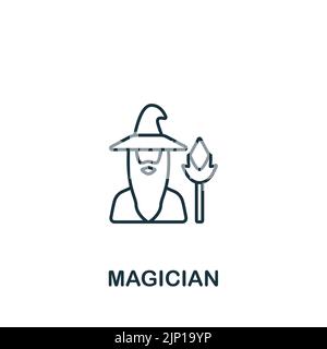 Magier-Ikone. Monochrom einfache Linie Spiel Element Symbol für Vorlagen, Web-Design und Infografiken Stock Vektor