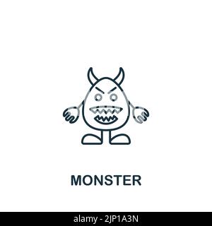 Monster-Symbol. Monochrom einfache Linie Spiel Element Symbol für Vorlagen, Web-Design und Infografiken Stock Vektor