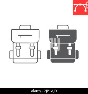 Rucksack Linie und Glyphe Symbol, Schule und Bildung, Schultasche Vektor-Symbol, Vektorgrafiken, editierbare Kontur Umriss Zeichen, eps 10. Stock Vektor