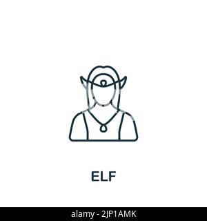 Elf-Symbol. Monochrom einfache Linie Spiel Element Symbol für Vorlagen, Web-Design und Infografiken Stock Vektor