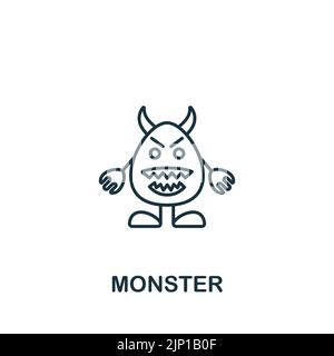 Monster-Symbol. Monochrom einfache Linie Spiel Element Symbol für Vorlagen, Web-Design und Infografiken Stock Vektor