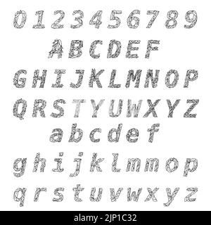 Blattbuchstabe handgeschriebenes Alphabet zur Verwendung im Design, Vektordarstellung Stock Vektor