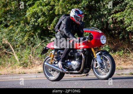 2016 rot 1200cc Triumph Thruxton R Stockfoto