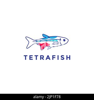 Abstraktes tetra Fish-Logo-Design Stock Vektor