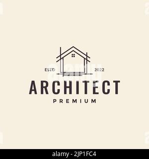 Linie Struktur Bau Architekt Haus Hipster Logo Stock Vektor