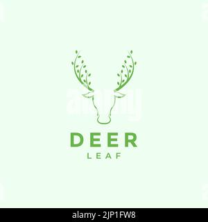 Horn Hirsch mit Blatt modernes Logo Stock Vektor