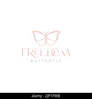Feminines, minimalistisches Logo mit Schmetterlingslinie Stock Vektor