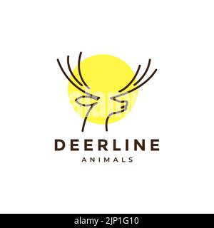 Minimalistischer Kopf Hirsch Linie modernes Logo-Design Stock Vektor