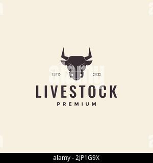 Vintage-Logo von Head Cow Hipster Stock Vektor