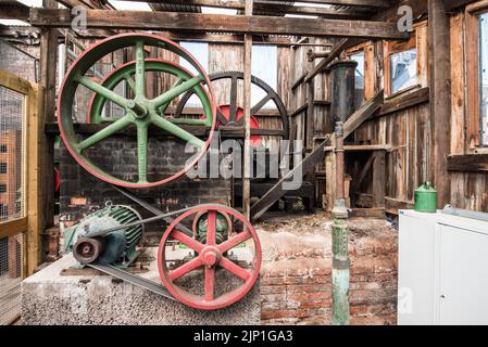 Funktionierender Motor für den nickenden Esel, der in den Lion Salt Works, Lion Salt Works Ollershaw Lane, Marston, Northwich, cheshire CW9 6es, Stockfoto