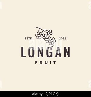 Vintage Fruit Longan Logo Design Stock Vektor