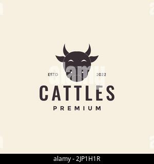 Schwarzes Kuh-Hipster Vintage-Logo Stock Vektor