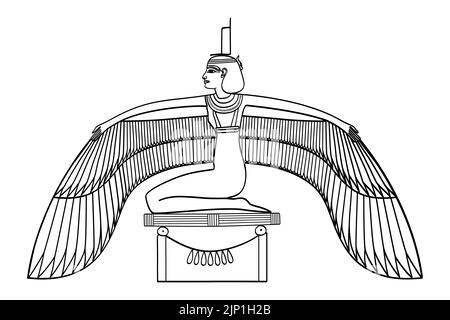 Geflügelte Isis, Göttin der altägyptischen Religion. Im Osiris-Mythos lässt sie ihren Bruder und Ehemann, den göttlichen König Osiris, wieder auferstehen, der von Seth getötet wurde. Stockfoto