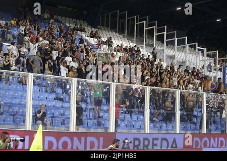 Ferrara, Italien. 14. August 2022. Reggina-Fans zeigen ihre Unterstützung beim Spiel Spal vs Reggina, 1Â Serie BKT 2022-23, am 14. August 2022 im Paolo Mazza-Stadion in Ferrara, Italien. Kredit: Unabhängige Fotoagentur/Alamy Live Nachrichten Stockfoto