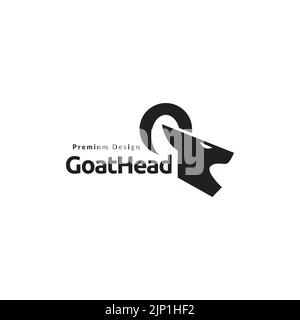 Logo mit geometrischem Kopf und Bergziege Stock Vektor
