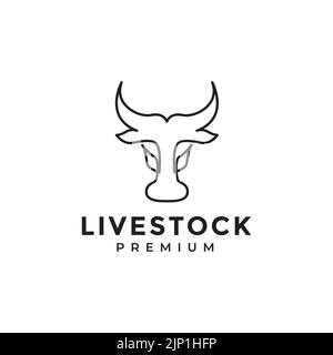 Modernes Logo im Linienstil mit Kopfkuh Stock Vektor