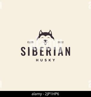 Gesicht niedlichen Hipster Hund siberian Husky Logo Stock Vektor