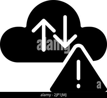 Wolkenfehler, schwarzes Glyphensymbol Stock Vektor