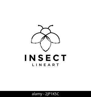 Linie geometrische Bug Insekt Logo Design Stock Vektor
