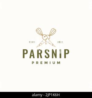 Pastinak mit Vintage-Logo für die Heimküche Stock Vektor